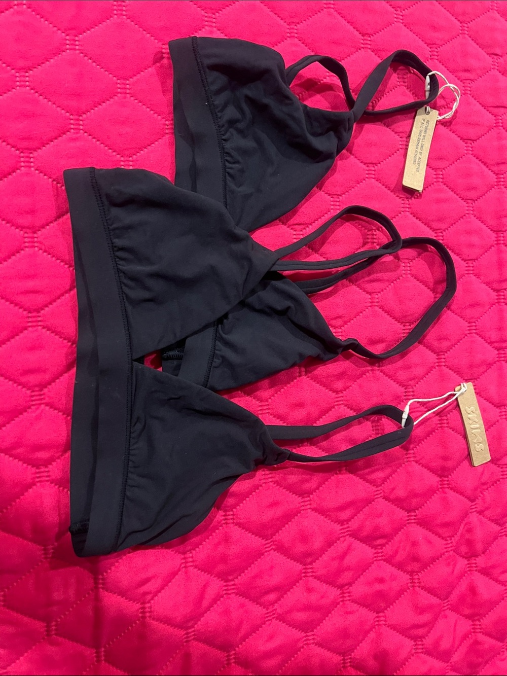 SKIMS Black Triangle Bralette - Sleek Seamless Support NWT Bundle of 2.